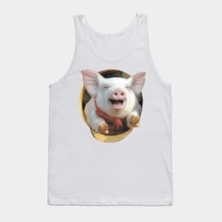 Pig pet in the hat - Oil paint Tank Top